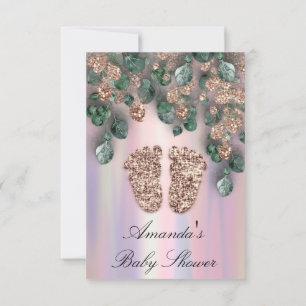 Invitation Baby shower Parties scintillant pieds Rose Parties