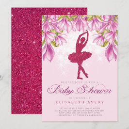 Invitation Baby shower Parties scintillant rose Ballerina