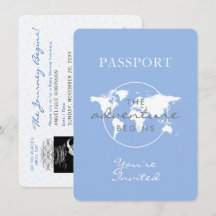 Baby shower Passport Voyage Thème Dusty Blue