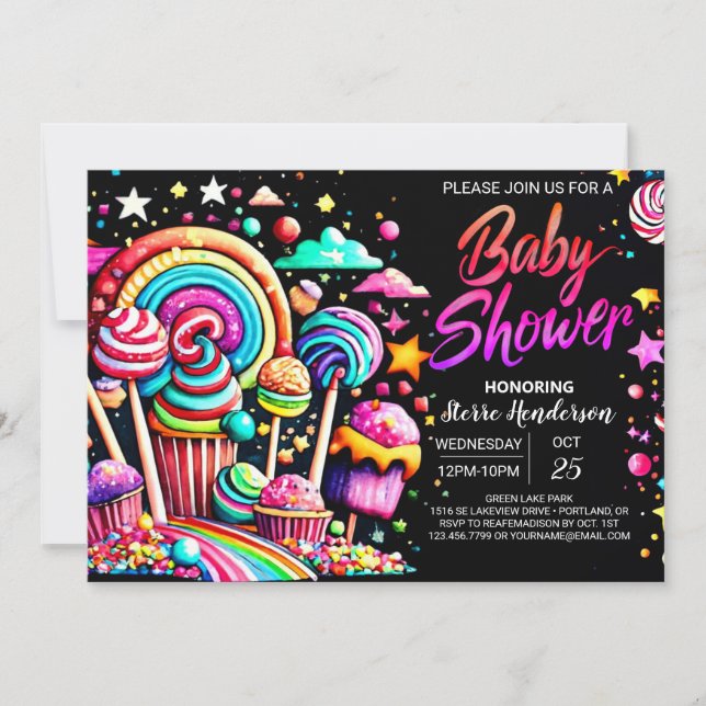 Invitation Baby shower Pastel Candyland (Devant)