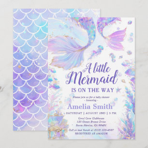 Invitation Baby shower Pastel Little Mermaid