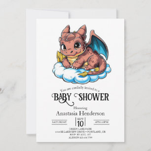 Invitation Baby shower Pastel Magic Dragon