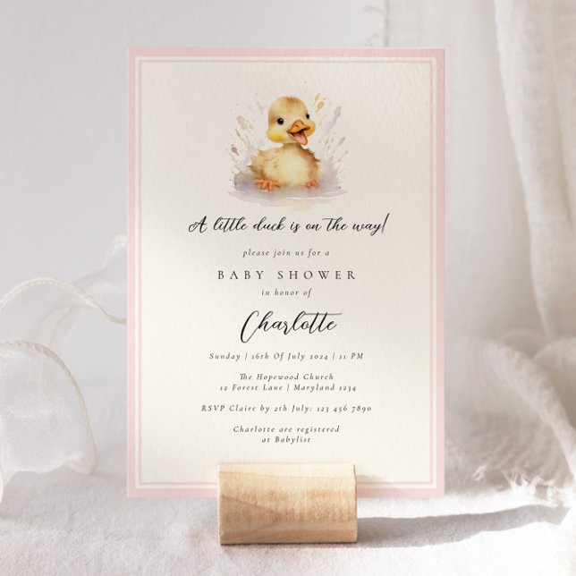 Invitation Baby shower Pastel Pink Little Duck (Créateur téléchargé)