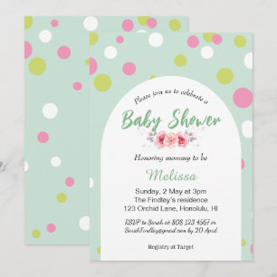 Invitation Baby shower pastels à pois