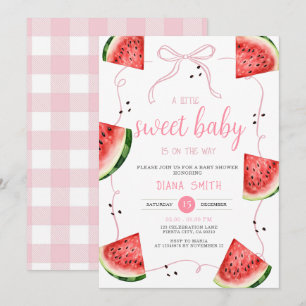 Invitation Baby Shower Pastèque à Ruban Rose