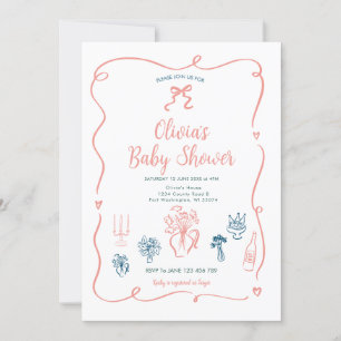 Invitation Baby shower Peach Pink