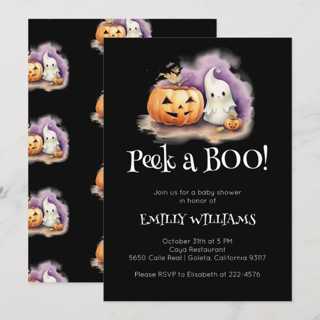 Invitation Baby shower Peek-A-Boo (Devant / Derrière)