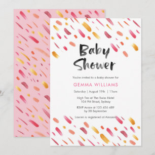 invitation baby shower   Peinture abstraite rose