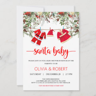 Invitation Baby shower père Noël, Baby shower de Noël