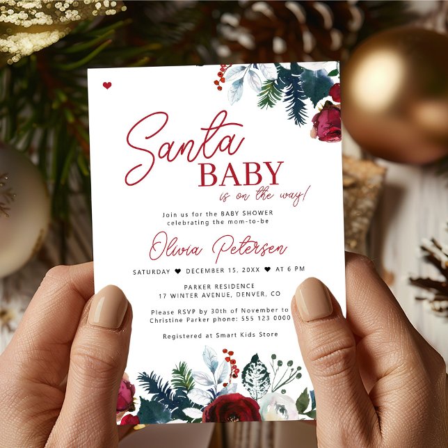 Invitation Baby shower Père Noël rouge Noël (Créateur téléchargé)