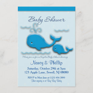 Invitation Baby shower personnalisable de baleine de couples