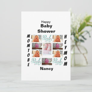 Invitation Baby shower personnalisé 11 Collage photo