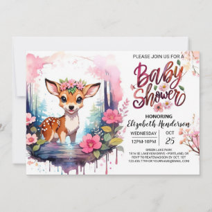Invitation Baby shower personnalisé adorable de cerfs