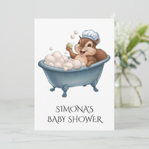 Invitation Baby Shower Personnalisé Écureuil Rétro
