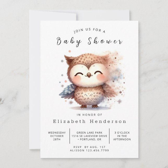 Invitation Baby shower personnalisé gracieux (Devant)