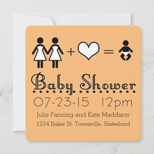Invitation Baby shower personnalisé Icon Modern Maman et Mama (Devant)