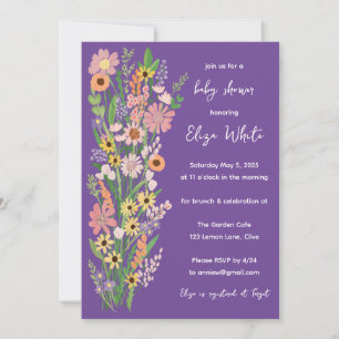 Invitation Baby shower personnalisé peint à la main fleur sau