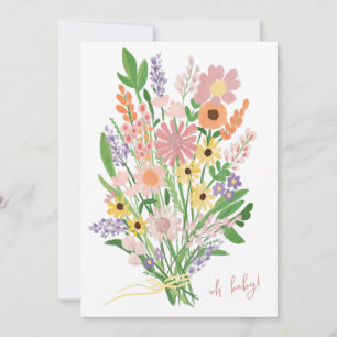 Invitation Baby shower personnalisé peint à la main fleur sau