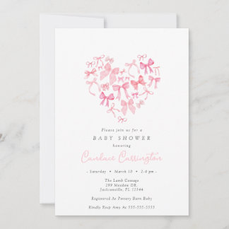 Invitation Baby shower personnalisé Pink Heart Bow