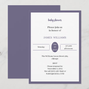 Invitation Baby shower personnalisé pourpre