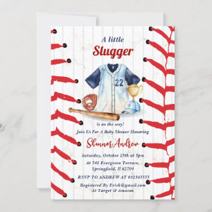 Invitation Baby shower personnel de base-ball Little Slugger