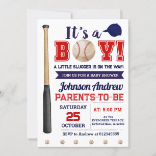Invitation Baby shower personnel de base-ball Little Slugger