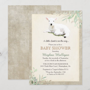 Invitation Baby shower petit agneau