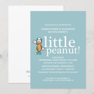 Invitation Baby shower Petit cacahuète (Bleu)