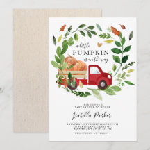 Baby shower Petit Citrouille Camion Automne Vert