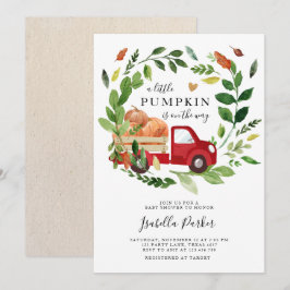 Invitation Baby shower Petit Citrouille Camion Automne Vert
