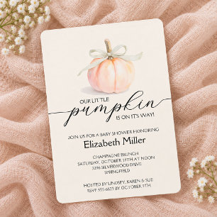 Invitation Baby Shower Petit Citrouille Ruban D'Ivoire