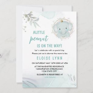 Invitation Baby shower petit éléphant garçon