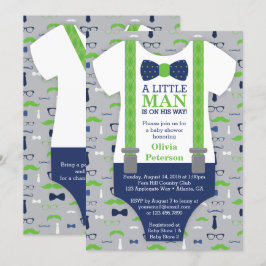 Invitation Baby shower Petit Homme, Bleu, Vert