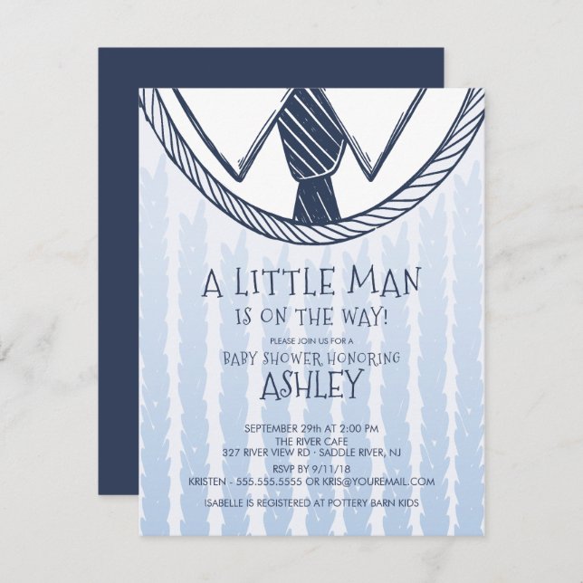Invitation Baby shower petit homme mignon (Devant / Derrière)