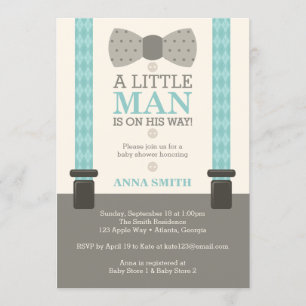 Invitation Baby shower Petit Homme, Turquoise