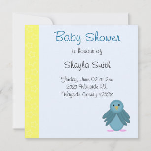 Invitation Baby-Shower Petit Oiseau Bleu