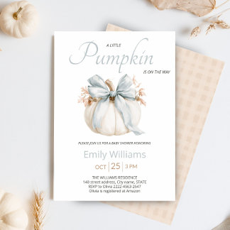 Invitation Baby Shower Petite Citrouille | Ruban Bleu Poussié