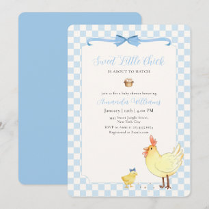 Invitation Baby Shower Petite Fille Préparée en Vichy Bleu