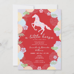 Invitation Baby Shower Petite Jument Florale Rouge 2026