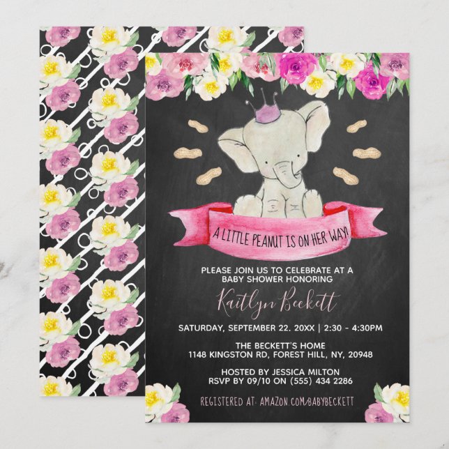 Invitation Baby shower Petites filles cacahuètes (Devant / Derrière)
