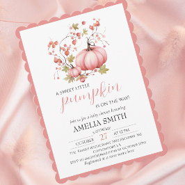 Invitation Baby shower Petites filles roses Citrouilles
