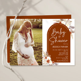 Invitation Baby shower photo Boho Terracotta