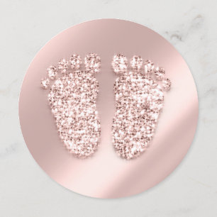 Invitation Baby shower Photo Confetti Pieds Rose Or