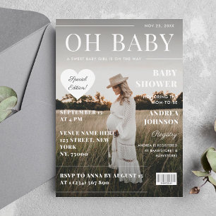 Invitation Baby shower photo de couverture de magazine neutre