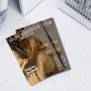 Invitation Baby shower photo de couverture de magazine neutre