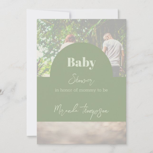 Invitation Baby shower photo de famille de verdure moderne (Devant)