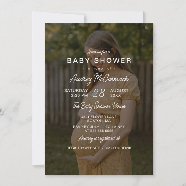 Invitation Baby shower photo de Grossesse de couverture blanc (Devant)