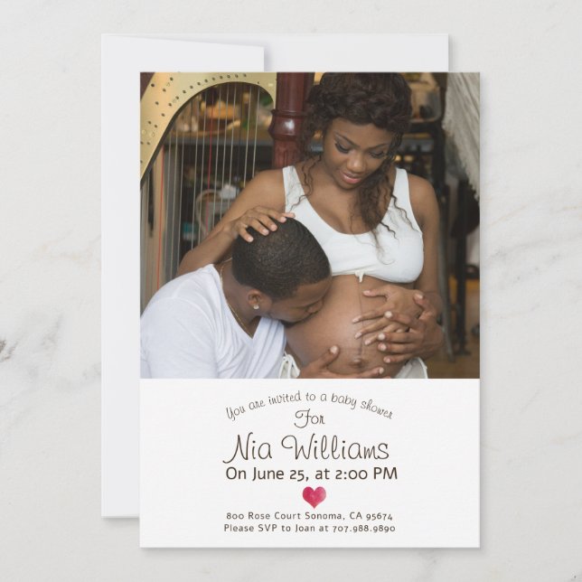 Invitation Baby shower photo de la mère enceinte personnalisé (Devant)