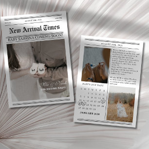 Invitation Baby shower photo du journal Calendrier