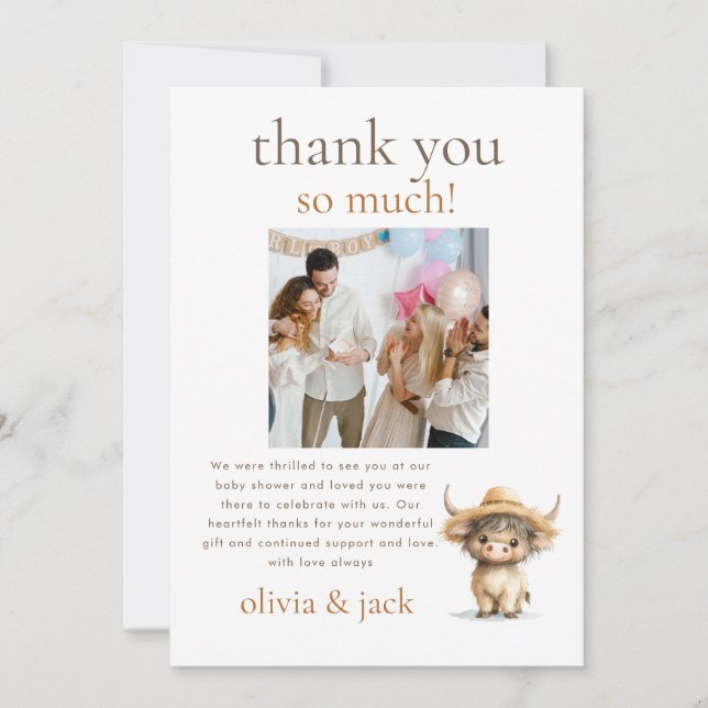 Invitation Baby shower photo Highland Holy Cow (Devant)